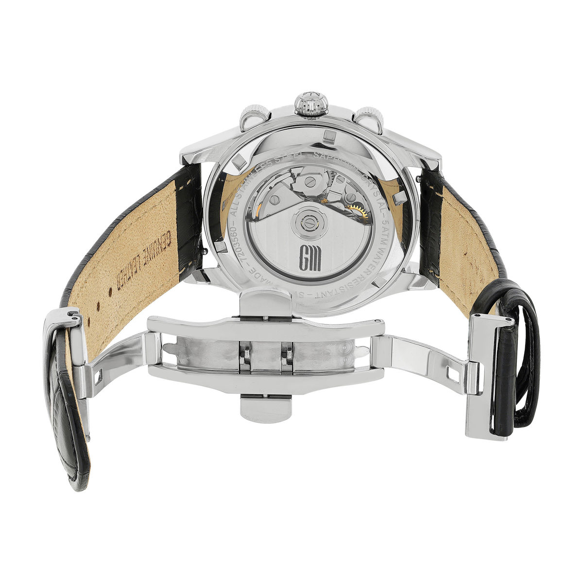 Montre MATY GM automatique chronographe cadran noir bracelet cuir noir