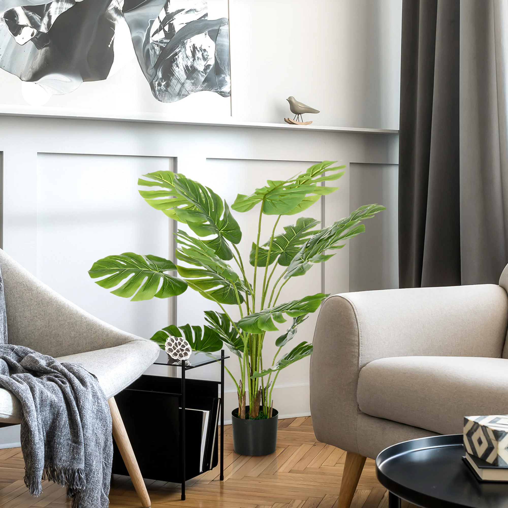HOMCOM Künstliche Monstera-Pflanze mit Blumentopf grün Ø17,5 x 120H cm