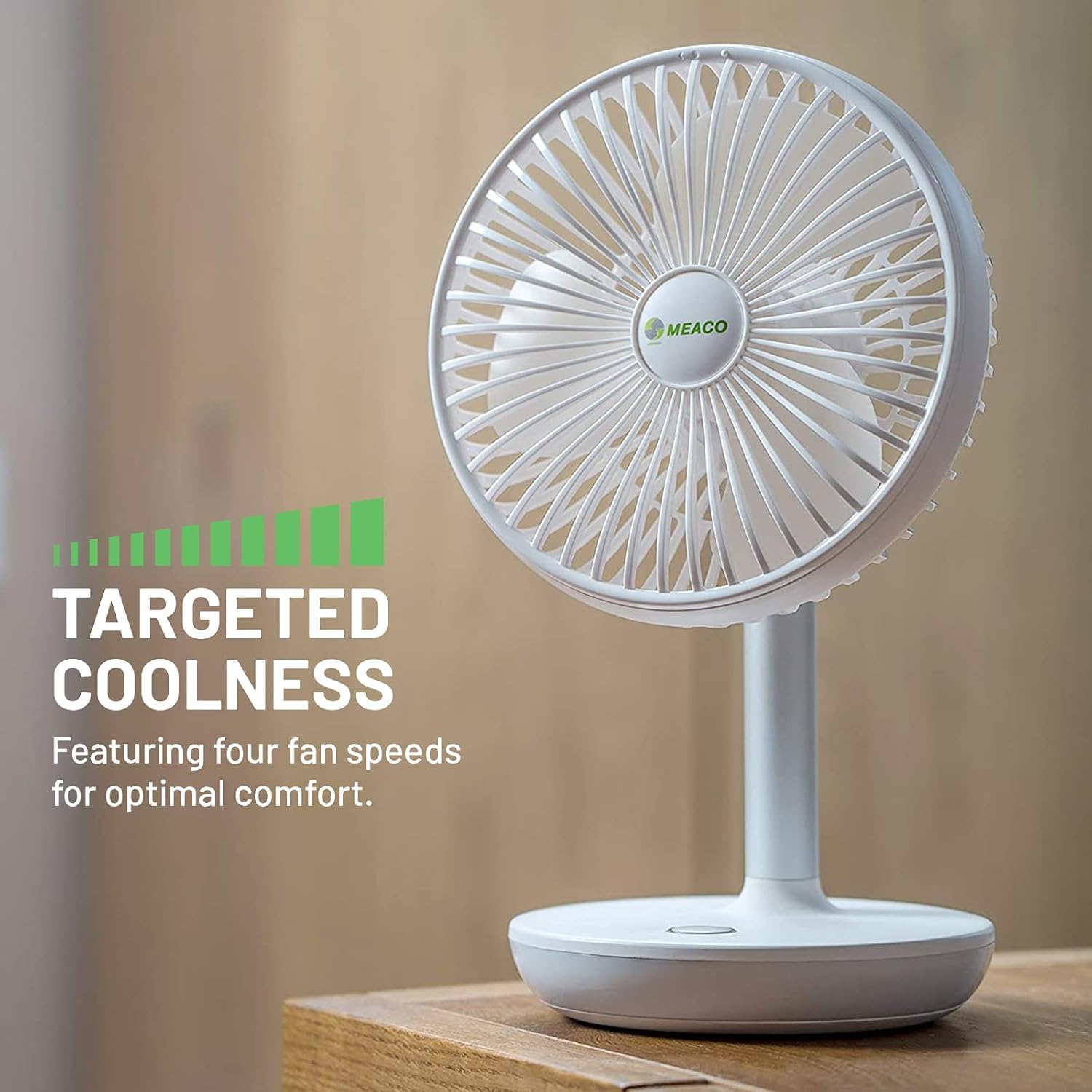 Meaco MeacoFan 1056 Circulateur d'air pour chambre à coucher, ventilateur de bureau, faible bruit, économie d'énergie, refroidissement dans toute la pièce - Blanc