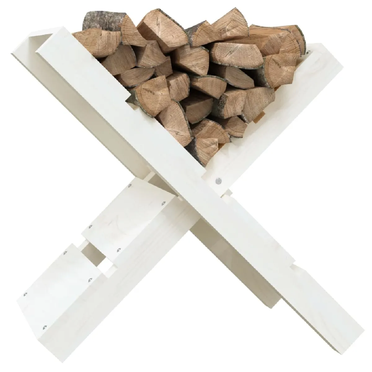 vidaXL Porte-bûches Blanc 47x39,5x48 cm - Bois massif de pin