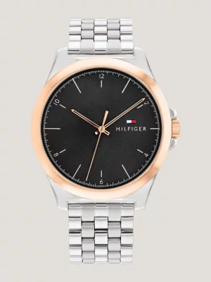 Relógio com pulseira de corrente bicolor