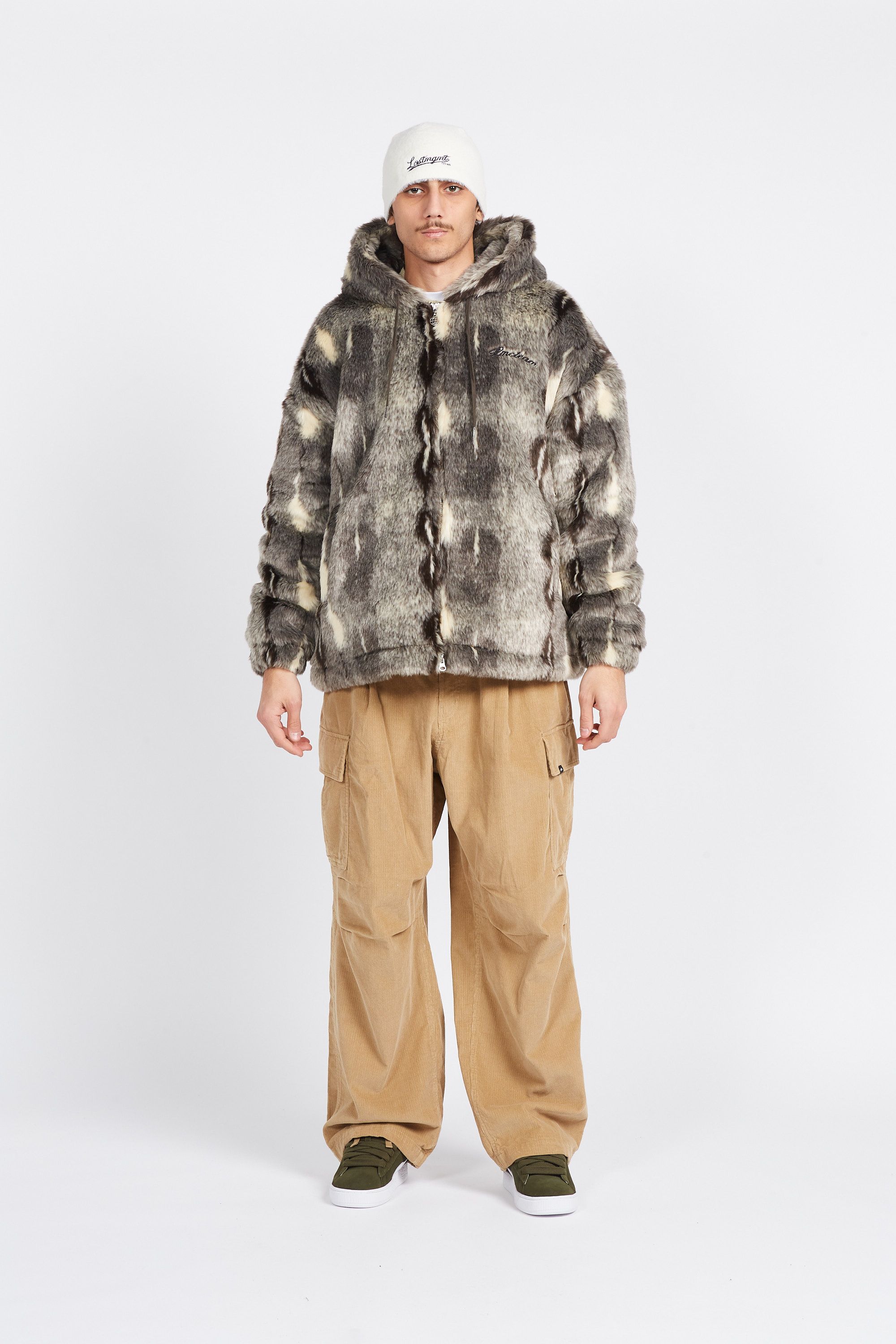 LOST MANAGEMENT CITIES Veste TEAM FAUX FUR HOODED JACKET Multicolore