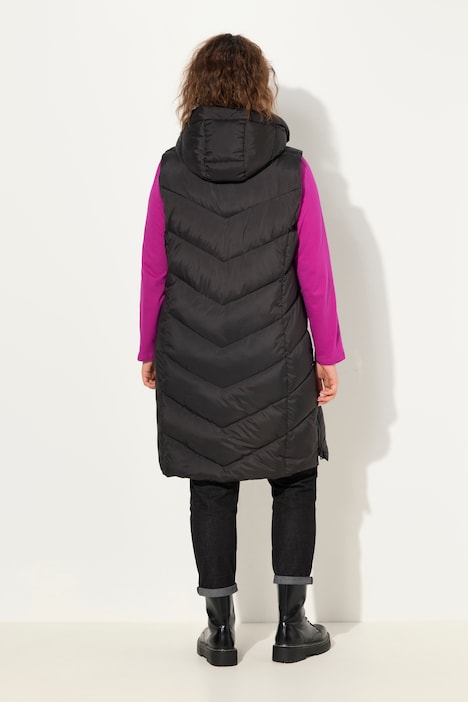 HYPRAR Long-Steppweste, Seiten-Zipper, Stehkragen, ärmellos