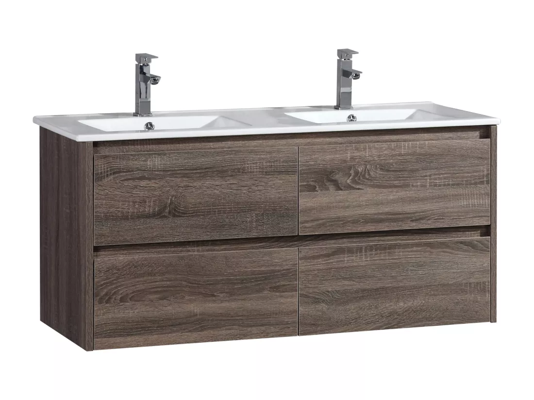 Meuble double vasque 120 cm marron Aquadoli