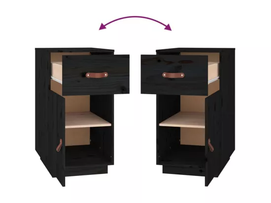 Armoire de bureau Noir 40x50x75 cm Bois massif de pin