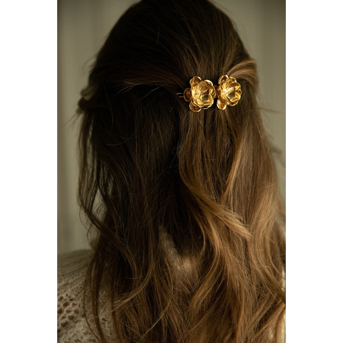maxi barrette fleurs doré à l'or fin - AGLAÉ
