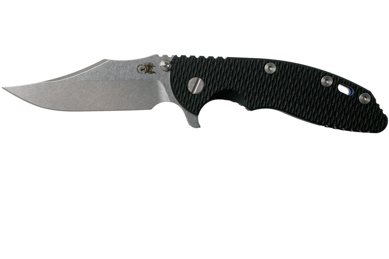 Rick Hinderer XM-18 3.5 Bowie 20CV Stonewash Blue, Black G10 zakmes