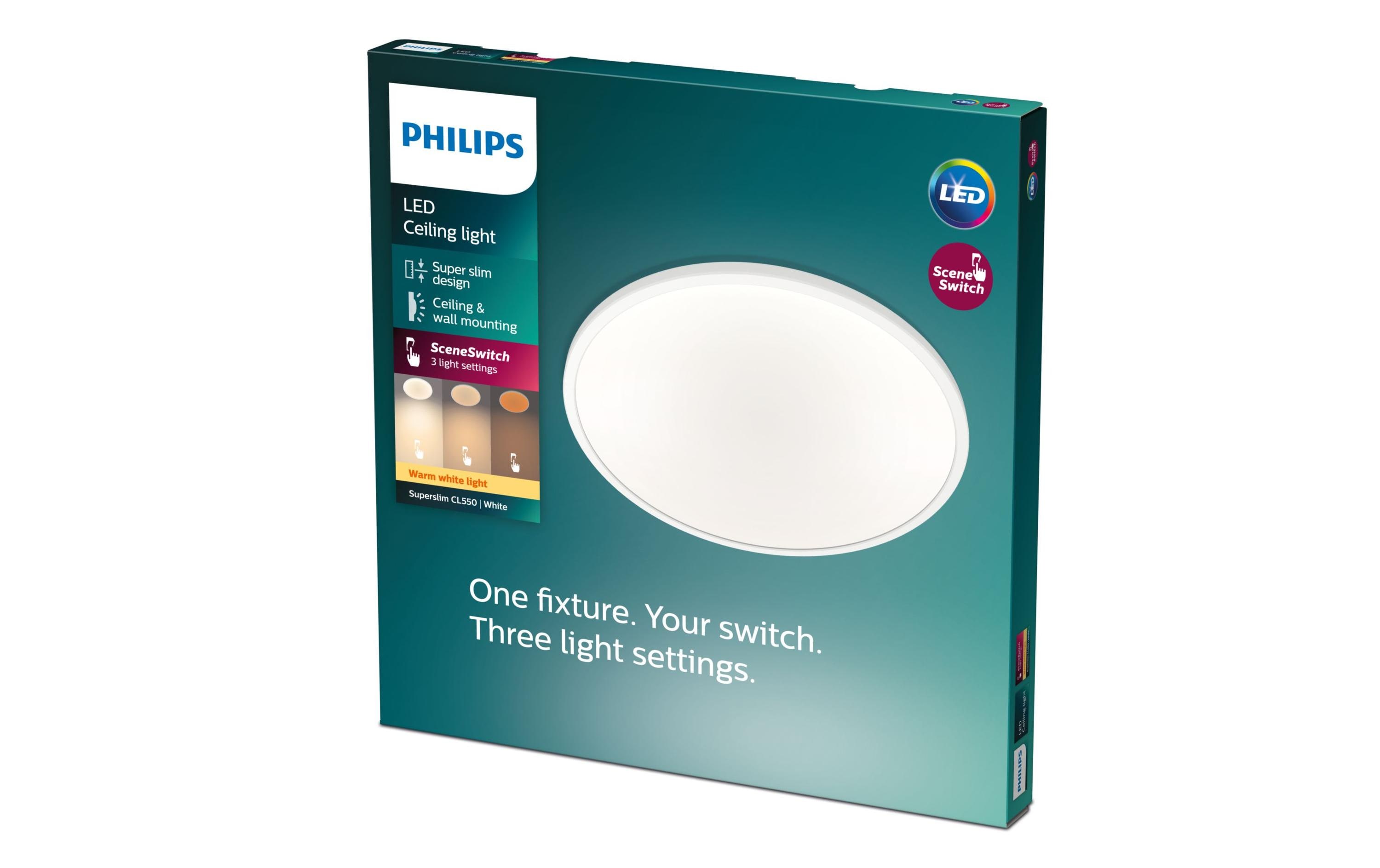 Deckenleuchte LED SceneSwitch CL550 1500 lm 2700K, Weiss3-in-1 LED Leuchte zur Deckenmontage