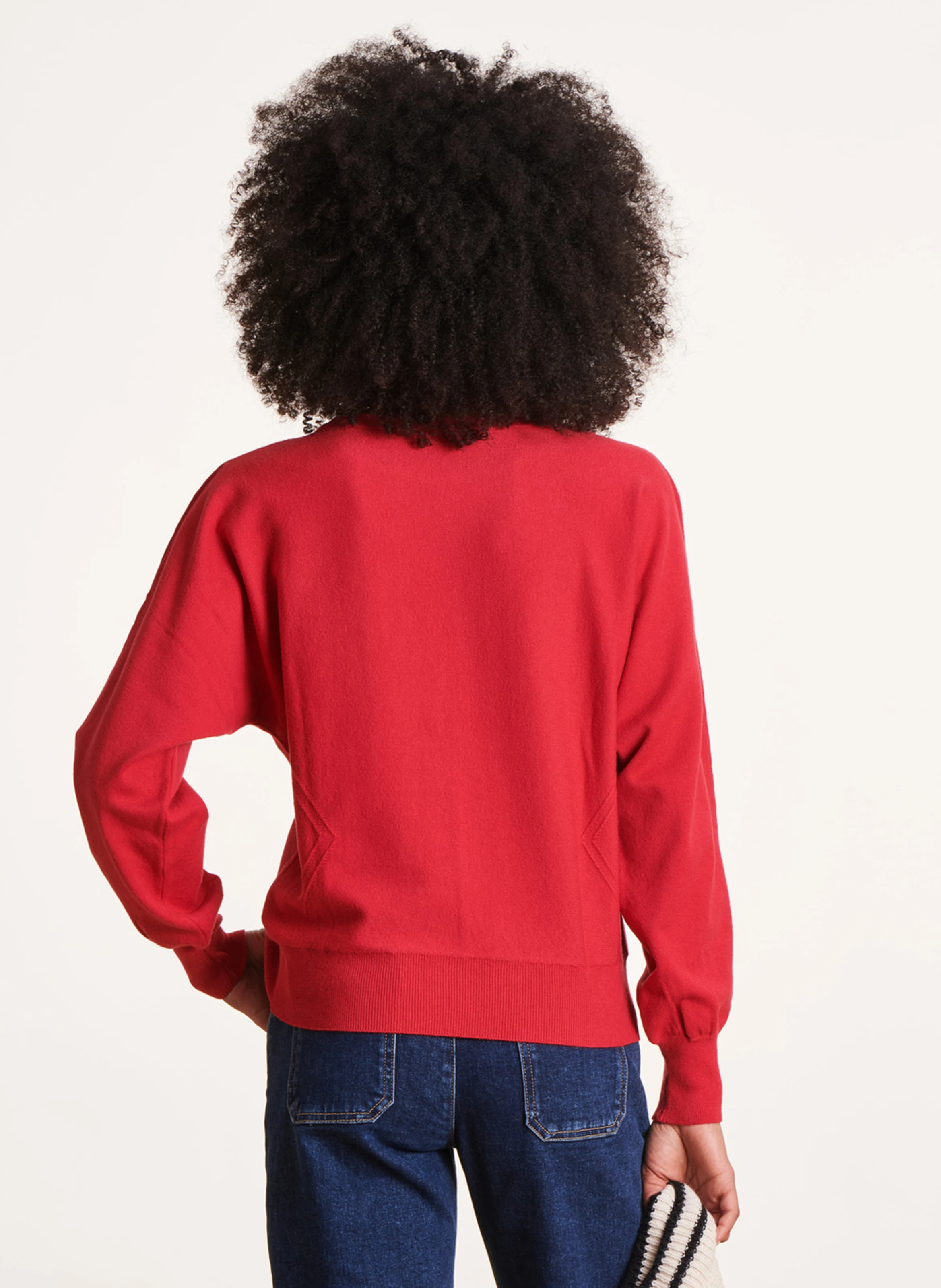 Pull col rond droit en maille | Rouge