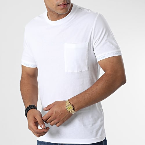 Tee Shirt Poche Logo Jacquard 9961 Blanc