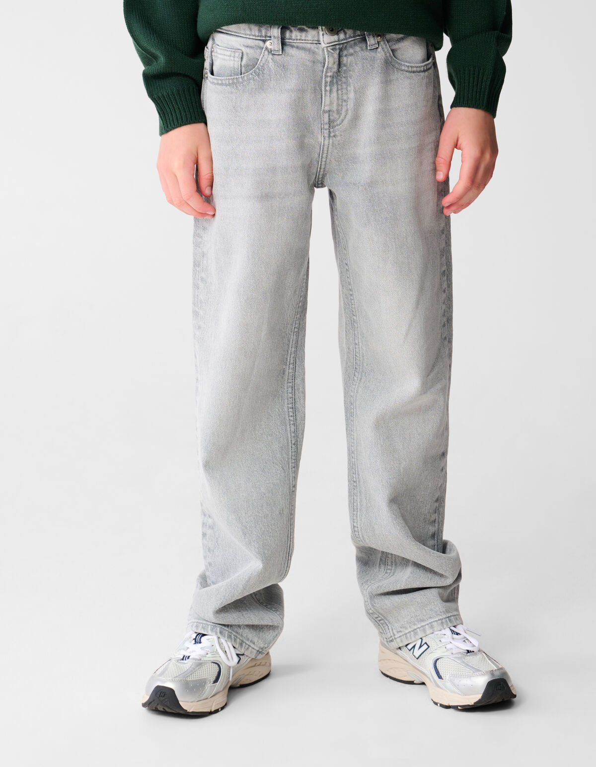 Baggy Fit Jeans Lichtgrijs