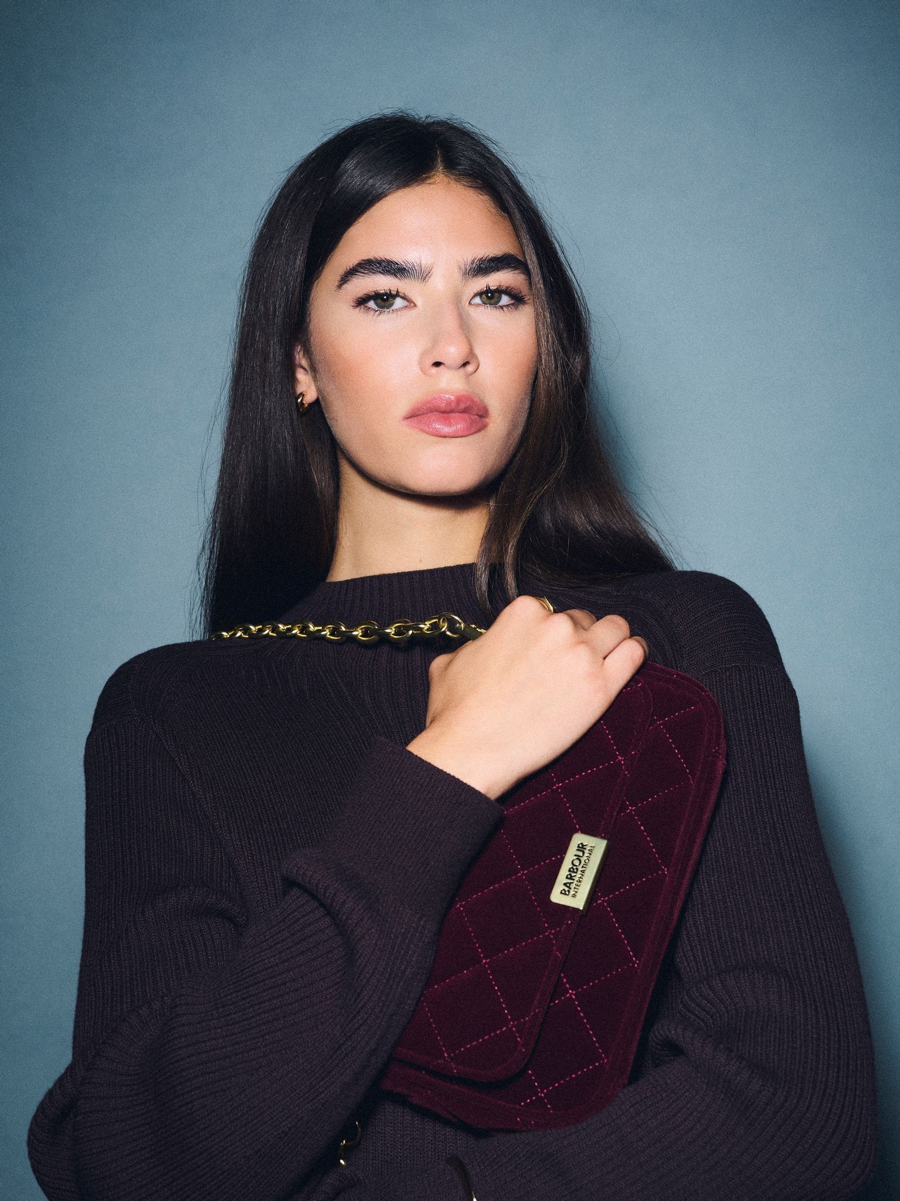 Rood - Barbour® International Quilted Velvet Mini Soho Crossbody Bag