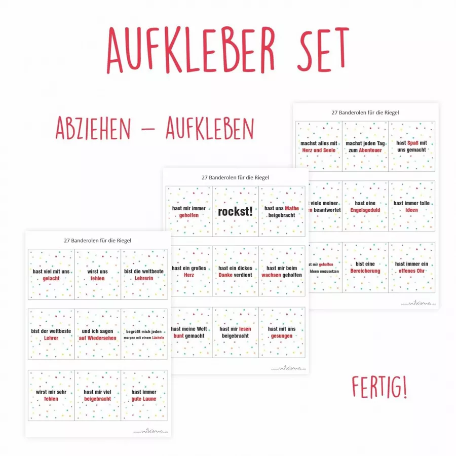 Nikima Papeterie AUFKLEBER SET - Duplo Danke Abschiedsgeschenk Lehrer Lehrerin bunt