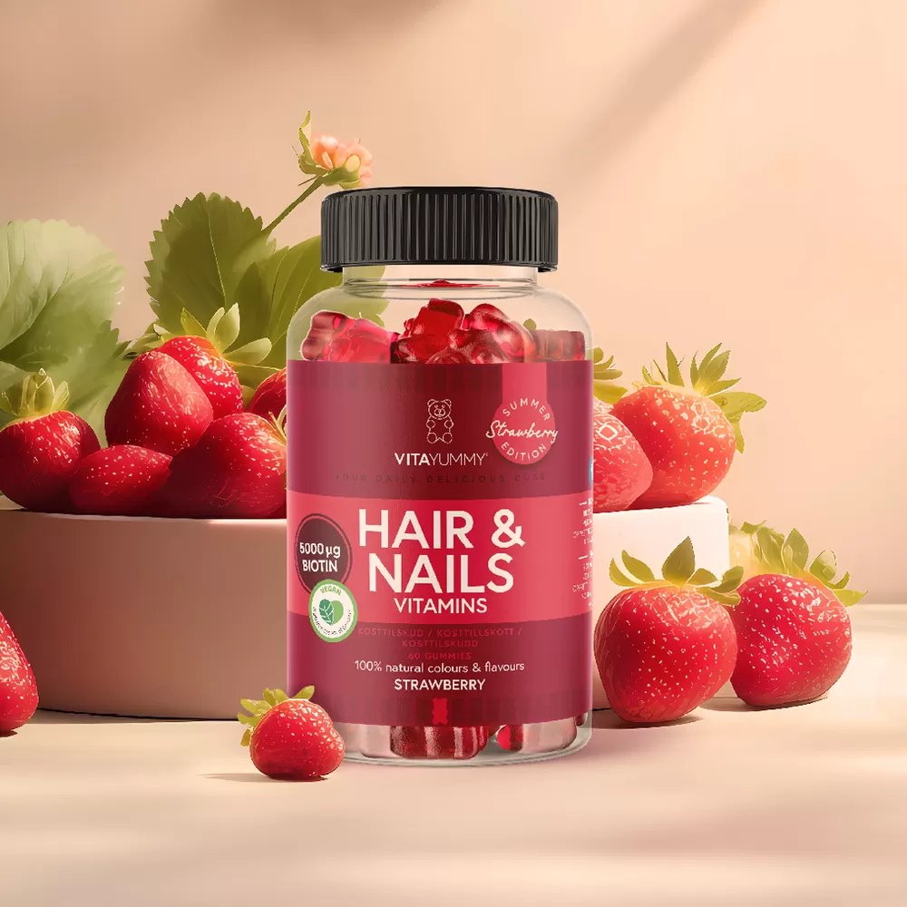 VitaYummy Hair & Nails Strawberry - 60 stk.