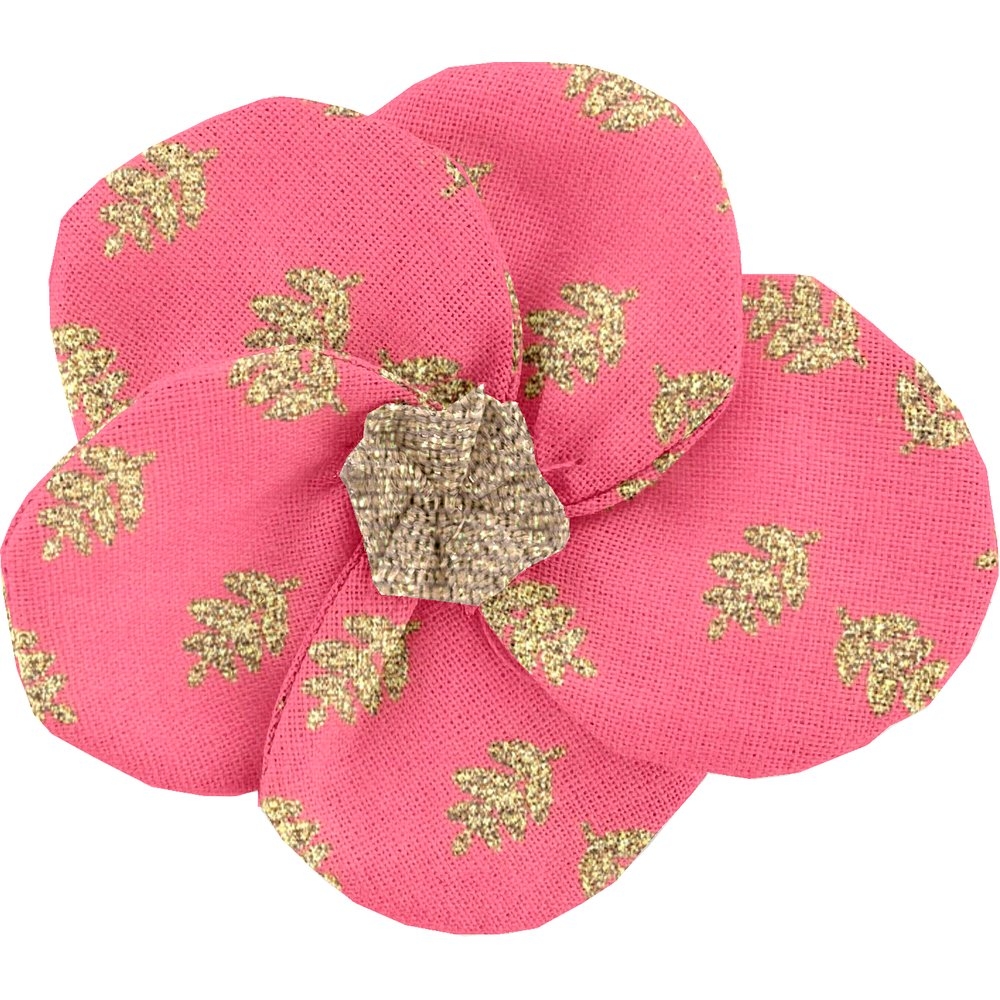 Petite Barrette Pétales De Fleur Feuillage Or Rose