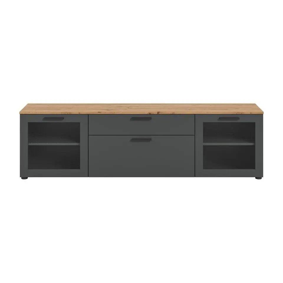 Hioshop Niklas TV-meubel 2 deuren- 1 vouwdeur- 1 lade grijs