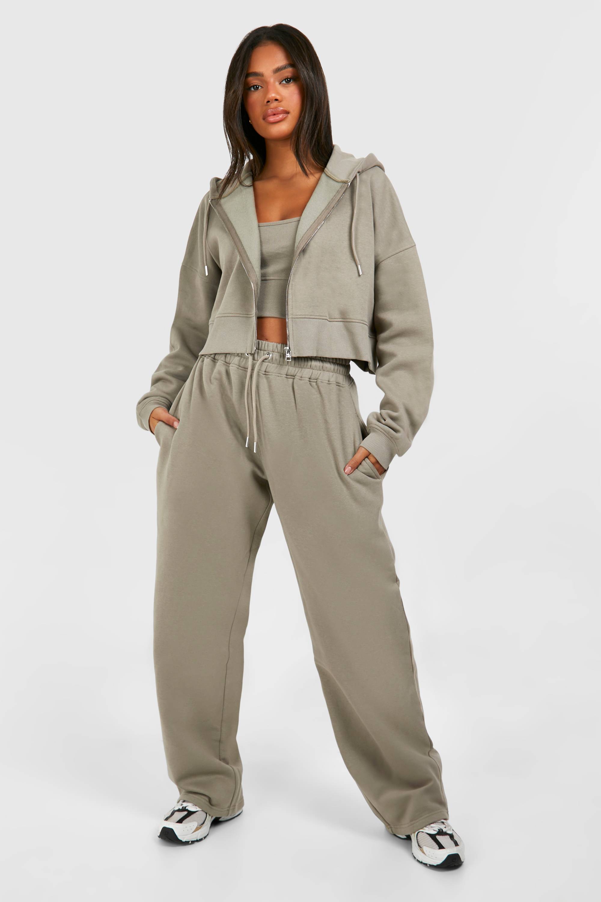boohoo Ensemble De Jogging À Casynthétiqueche 3 Pièces Avec Crop Top À Ourlet Profond