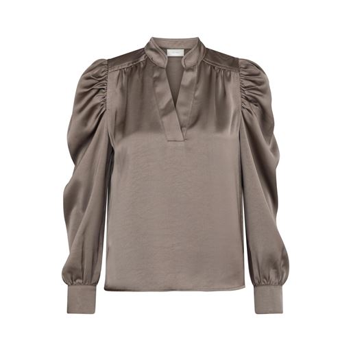 Neo Noir Rosslyn Heavy Sateen Bluse, Warm Grey, 36