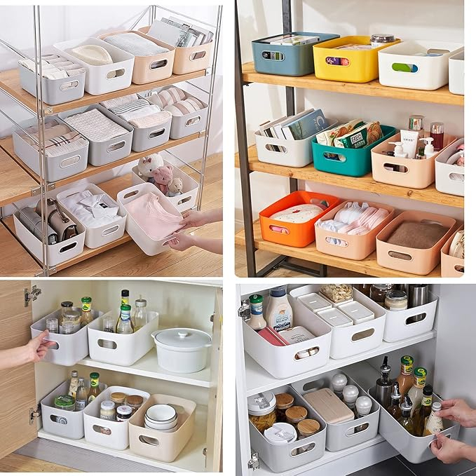 (20x14cm) Home Organizer Box Deko Aufbewahrungs Behälter mit Griff für Spielzeug / Accessoires / Lebensmittel - Grau