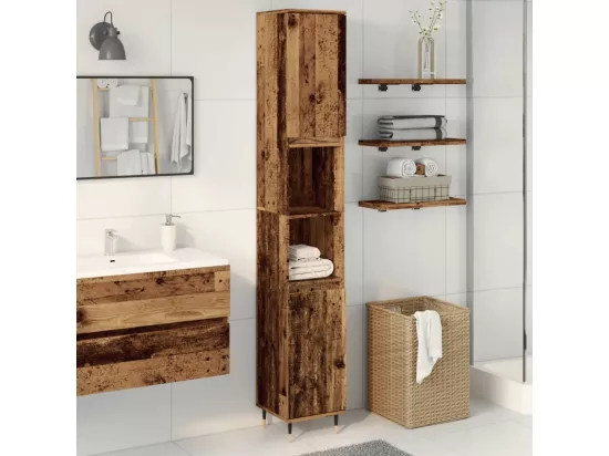 Armoire de salle de bain vieux bois 30x30x190cm bois ingénierie