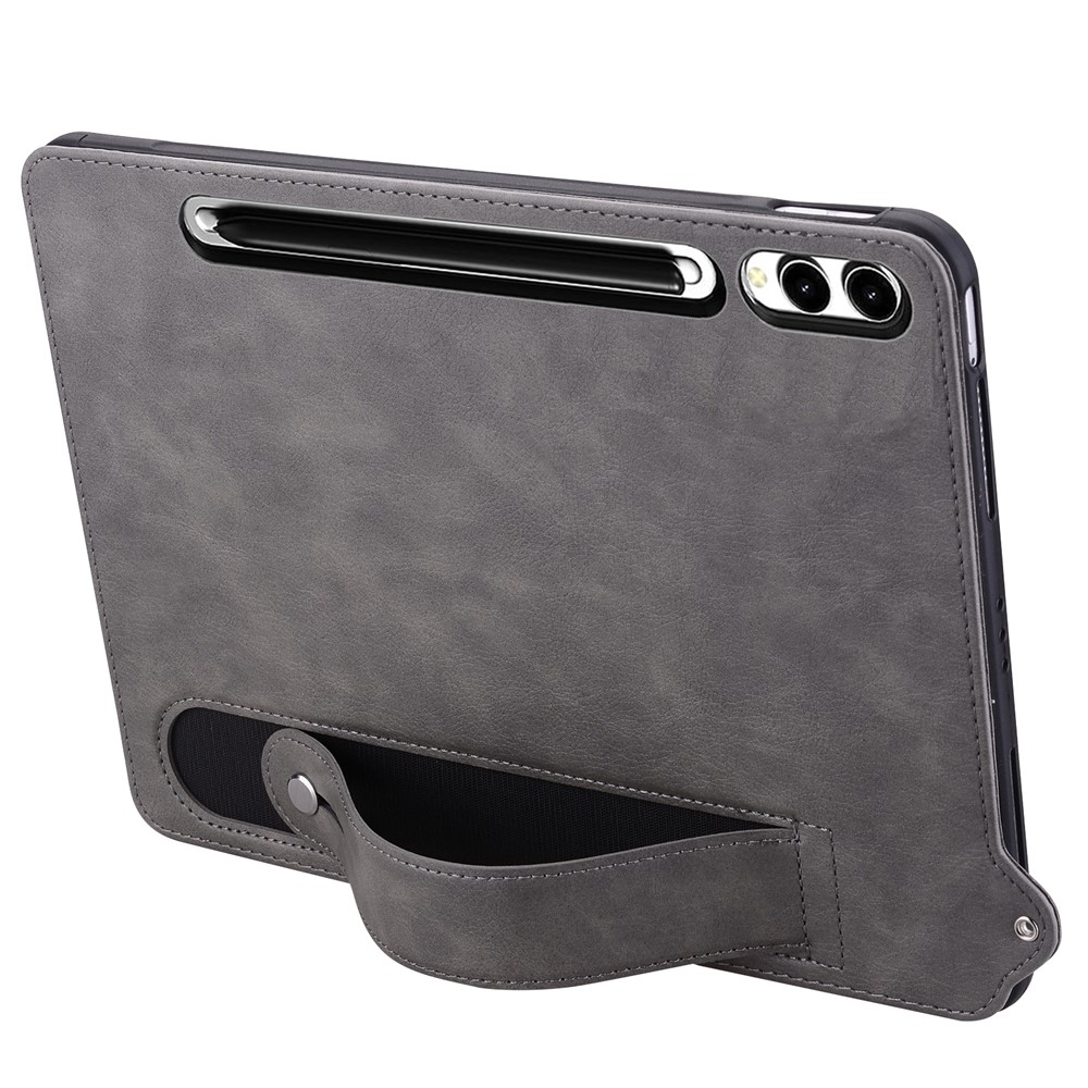 Samsung Galaxy Tab S11 Ultra Leder Hülle mit Handschlaufe - Grau