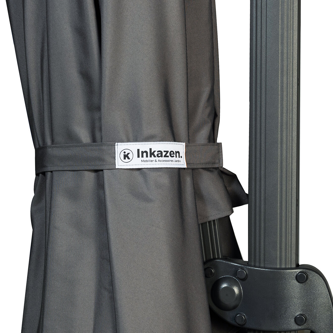 Inkazen Parasol 360° rond avec housse gris - 300x300x255 cm