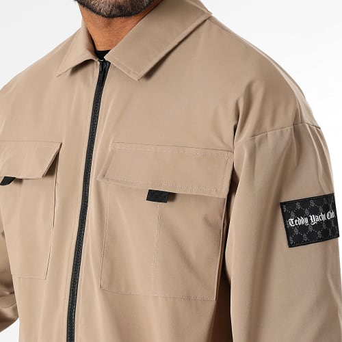Veste Zippée Avec Poches Black Logo Beige Foncé