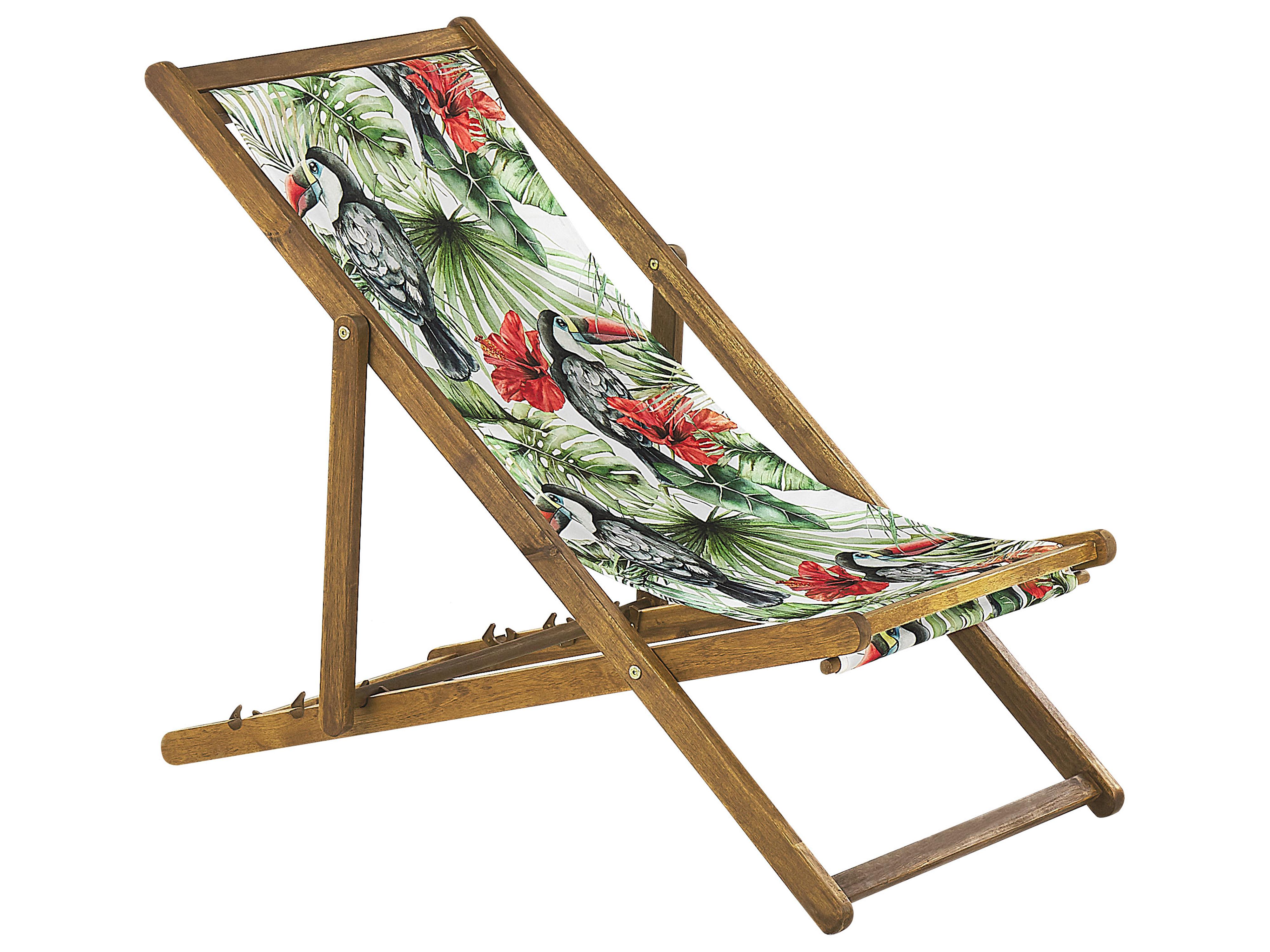 Set van 2 inklapbare ligstoelen ANZIO met vervangingshoezen Dieren motief Acaciahout Lichtbruin