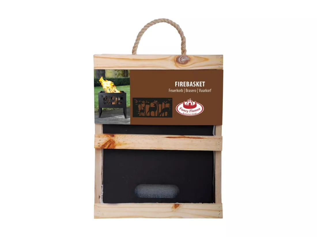 Brasero en acier découpe laser Cerfs Rectangle