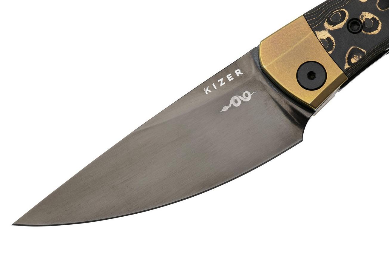 Kizer Mini Momo KI3663A3 Black CPM S90V, Titanium Fat Carbon Camo Gold, zakmes, Vladimir Legachev design