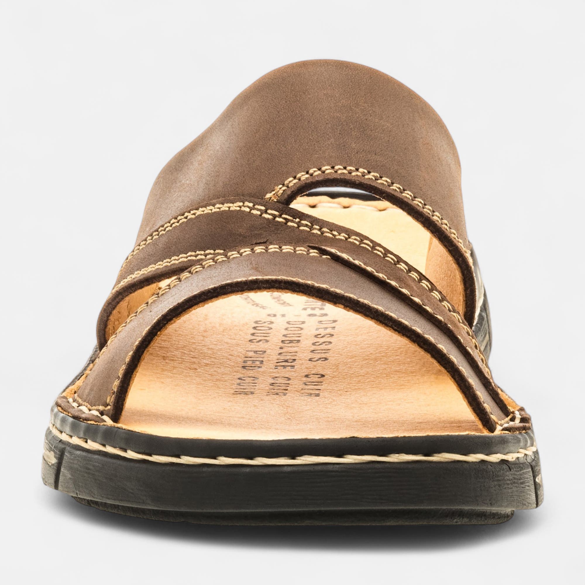 Nu-pieds Homme en cuir marron