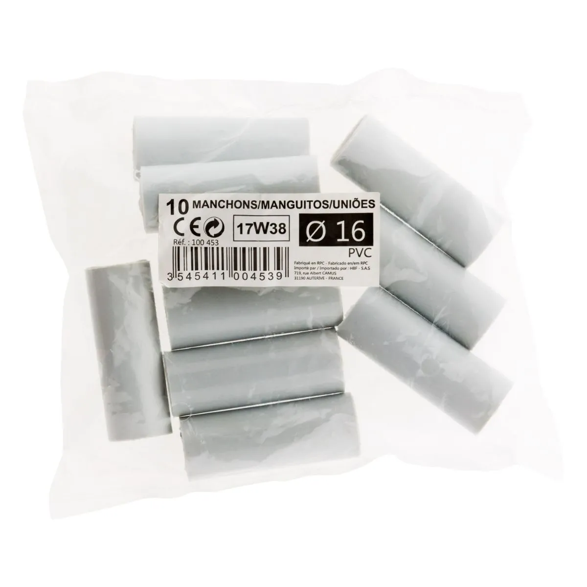 Zenitech Lot de 10 Manchons IRL Ø16mm Gris