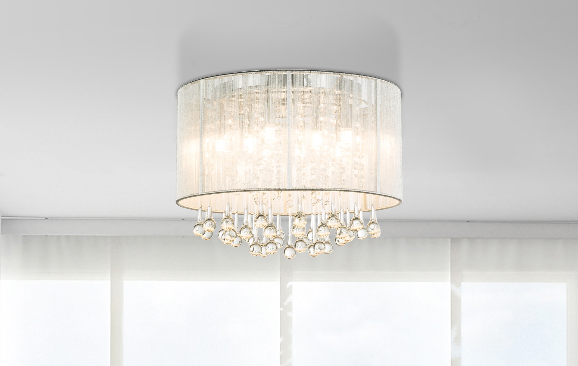 GLOBO LED Retrofit Deckenlampe SIERRA 40 cm chromfarbig /Kristallglas