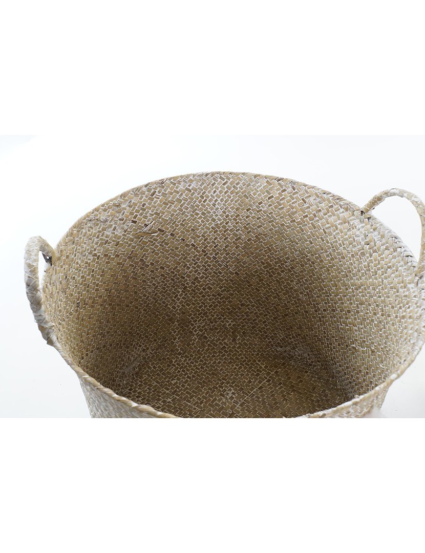 Set of 2 Beige and White Baskets
