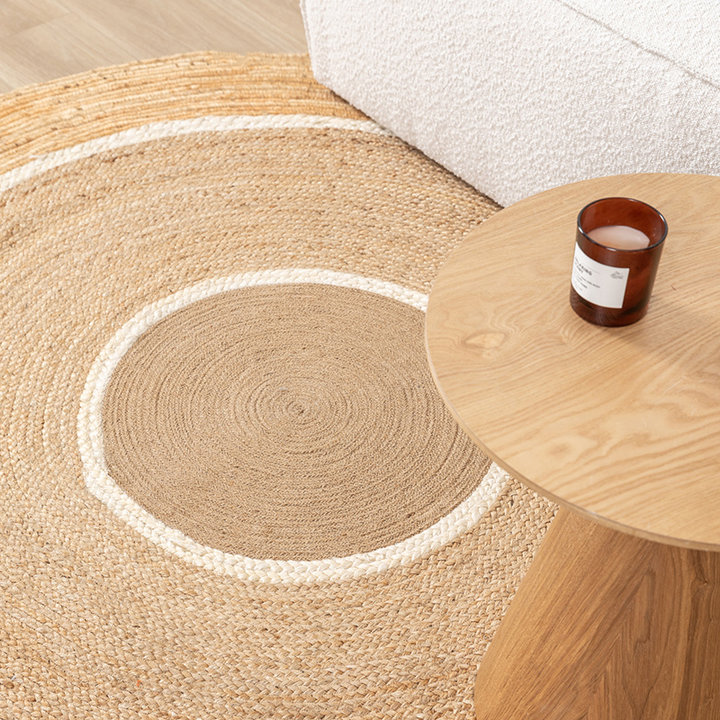Rond Jute vloerkleed - Mirai Circle Wit/Naturel