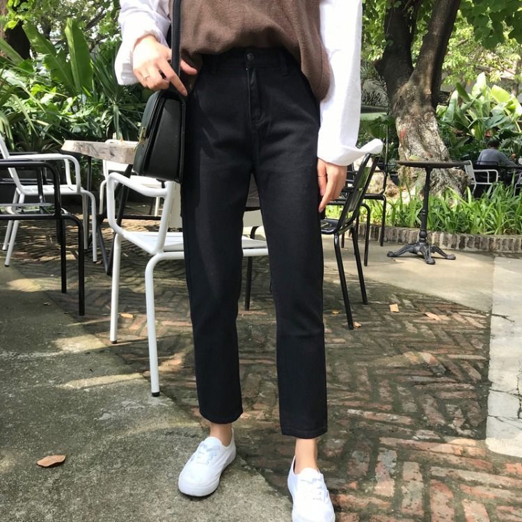 Superduper - Hoge taille cropped straight leg jeans