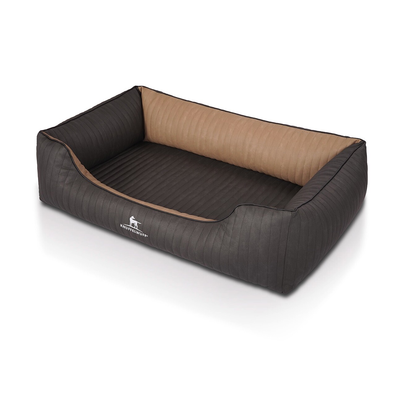Knuffelwuff Orthopädisches Hundebett Outback aus laser-gestepptem Kunstleder creme/ schwarz M-L