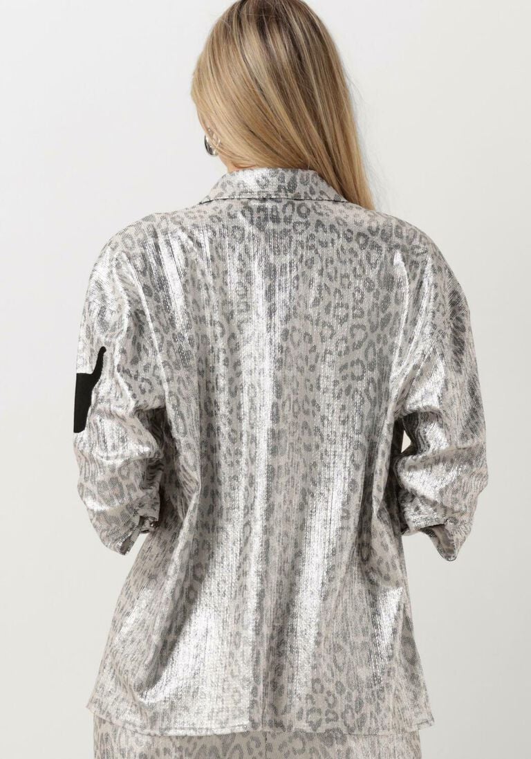 ALIX THE LABEL zilveren alix the label blouse ladies knitted leopard blouse