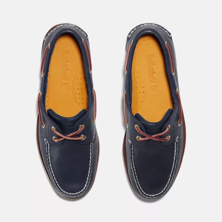 Chaussure bateau classique 2 œillets pour homme en bleu