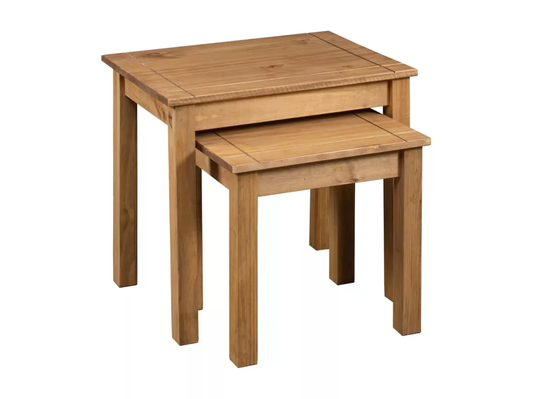 Tables gigognes 2 pièces Bois de pin massif Assortiment Panama