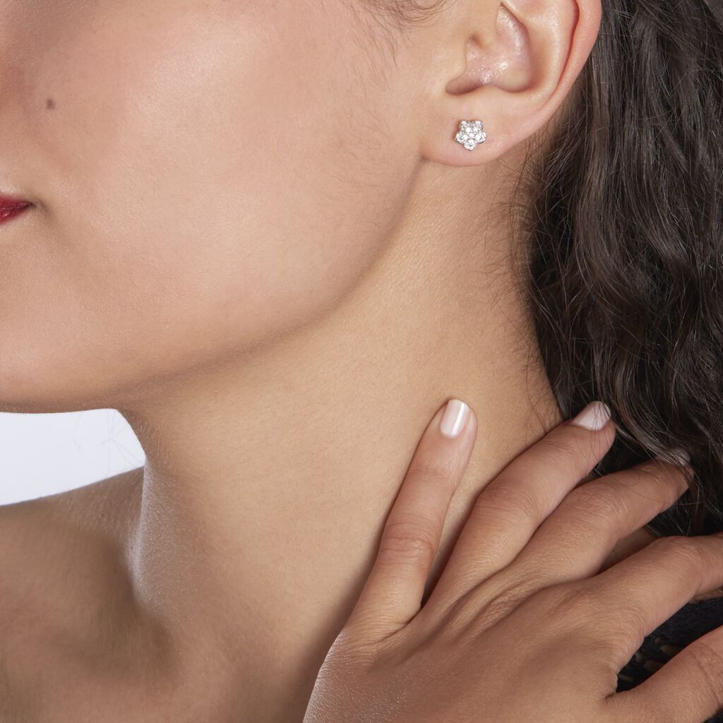 Boucles D'oreilles Puces Anne-charlotte Argent  Oxyde De Zirconium
