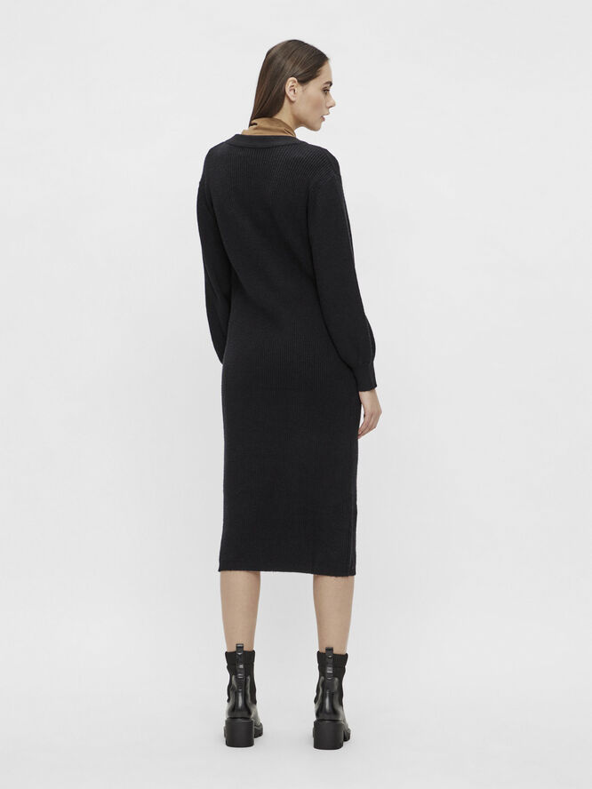 Object OBJMALENA L/S KNIT DRESS NOOS Black