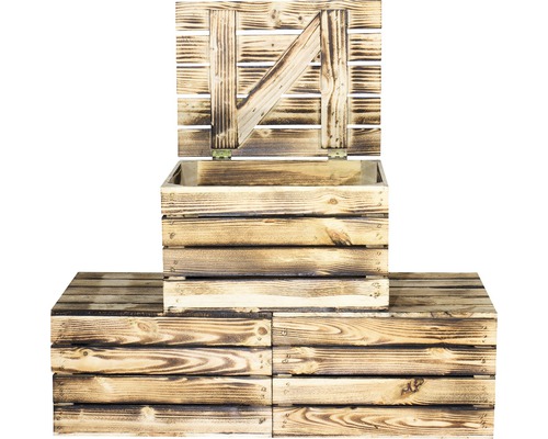 Gevlamde houten kist 50x40x30 cm