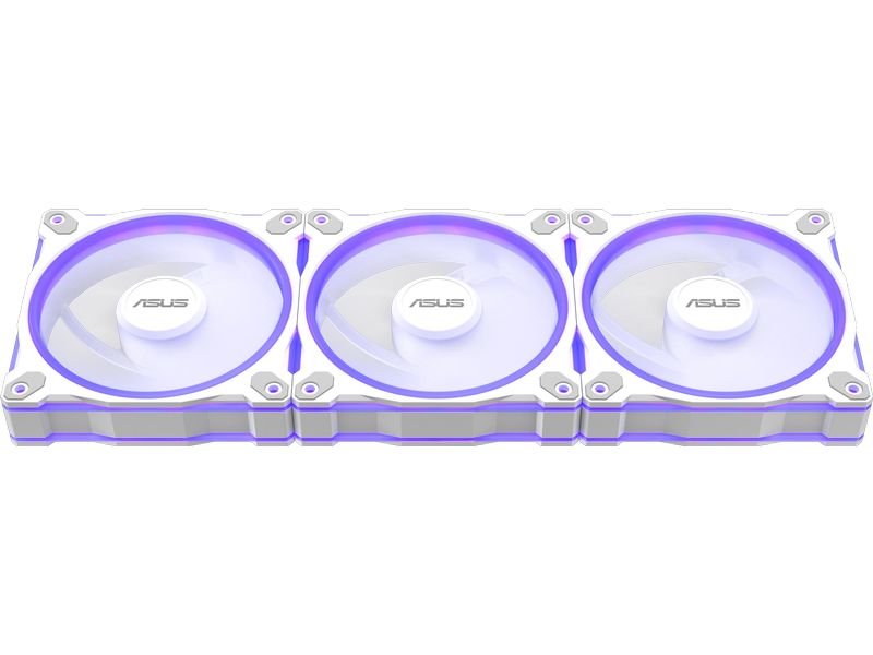 ASUS PC-Lüfter Prime MR120 Fan ARGB Reverse 3 in 1 Weiss 3er-Pack leiser Reverse-Lüfter mit rückseitiger ARGB-Beleuchtung und PWM-Steuerung