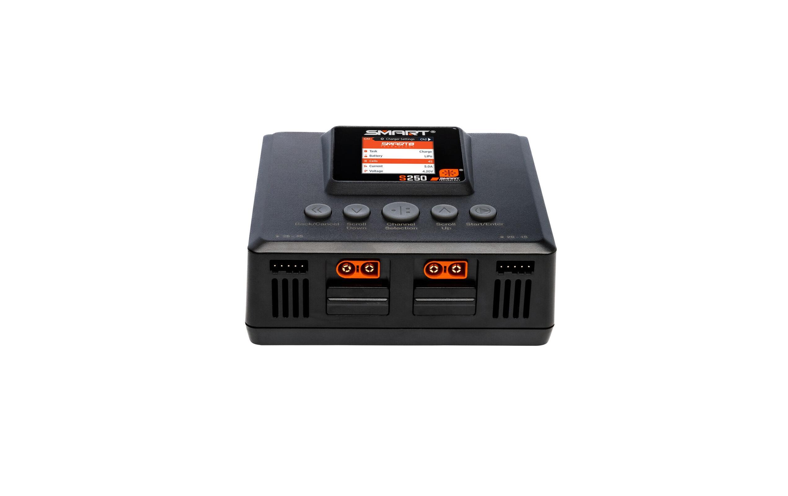 Dual-Ladegerät S250 AC 2 x 50W Smart 1-4S<br>Modellbau-Ladegerät mit 2 Ausgängen für 1-4S LiPo Akkus