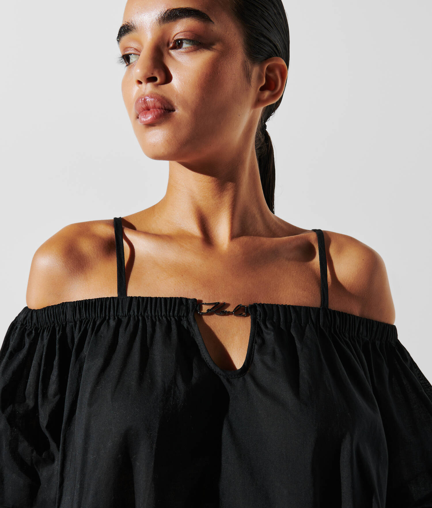 ROBE DE PLAGE À ÉPAULES DÉNUDÉES K/SIGNATURE - Noir