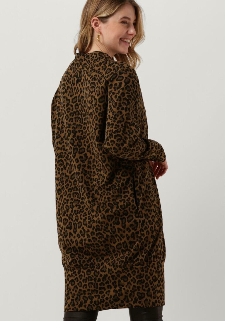 10DAYS bruine 10days mini jurk v-neck dress leopard