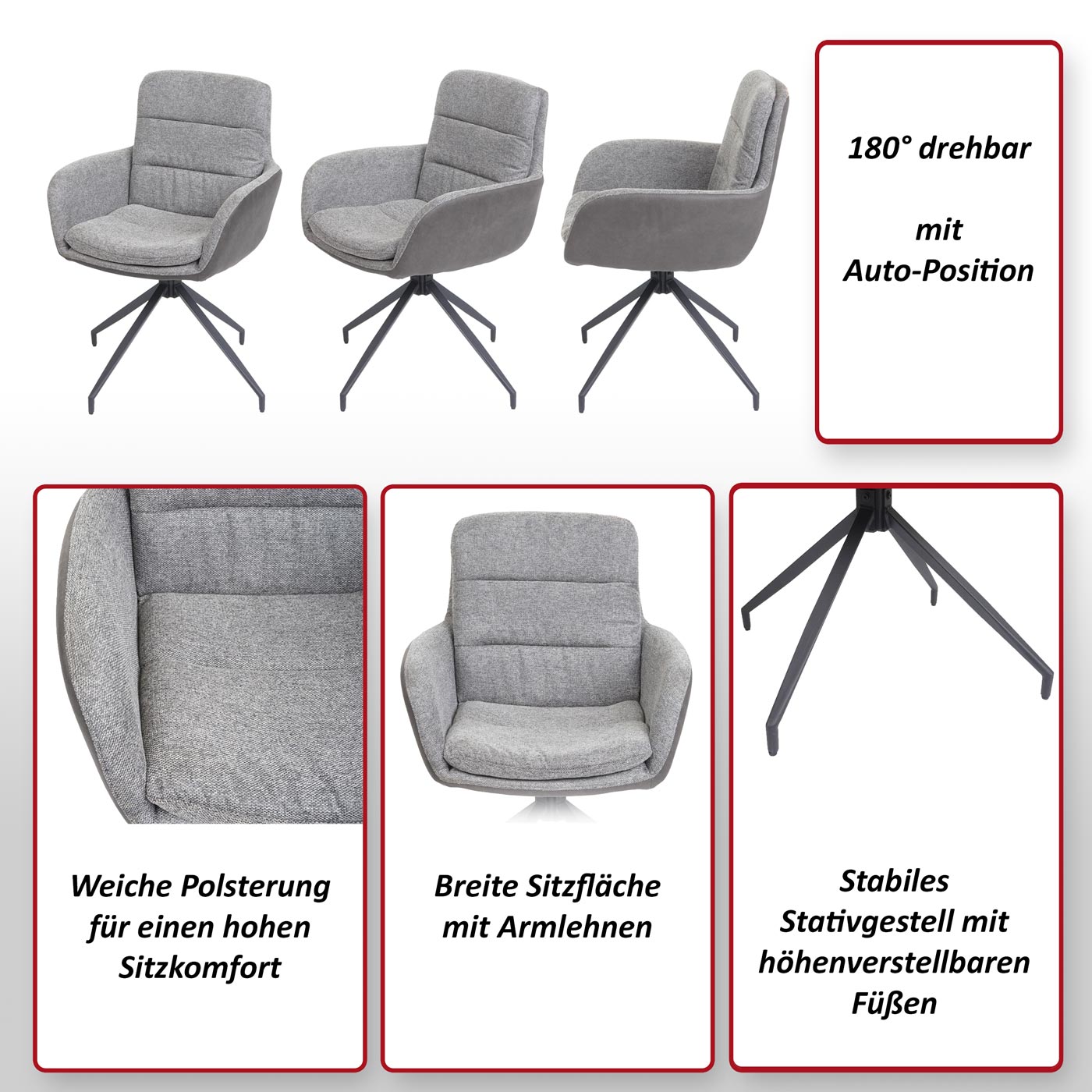 Esszimmerstuhl MCW-K32, Küchenstuhl Lehnstuhl Stuhl, drehbar Auto-Position, Stoff MVG ~ Wildleder-Optik braun