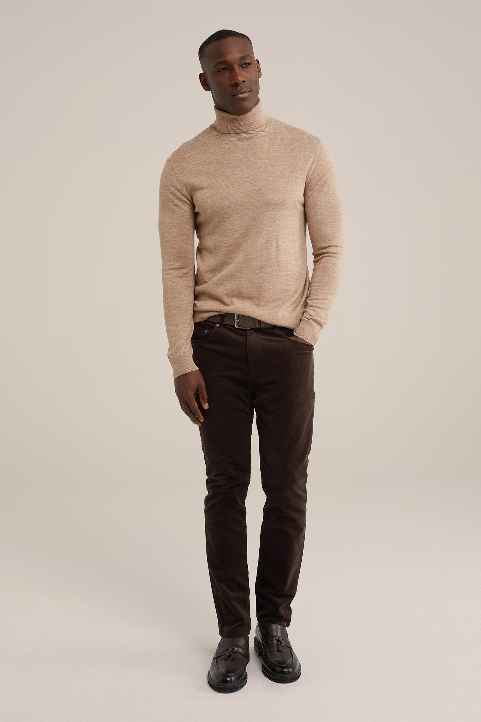 coltrui van merinowol WE Fashion Beige