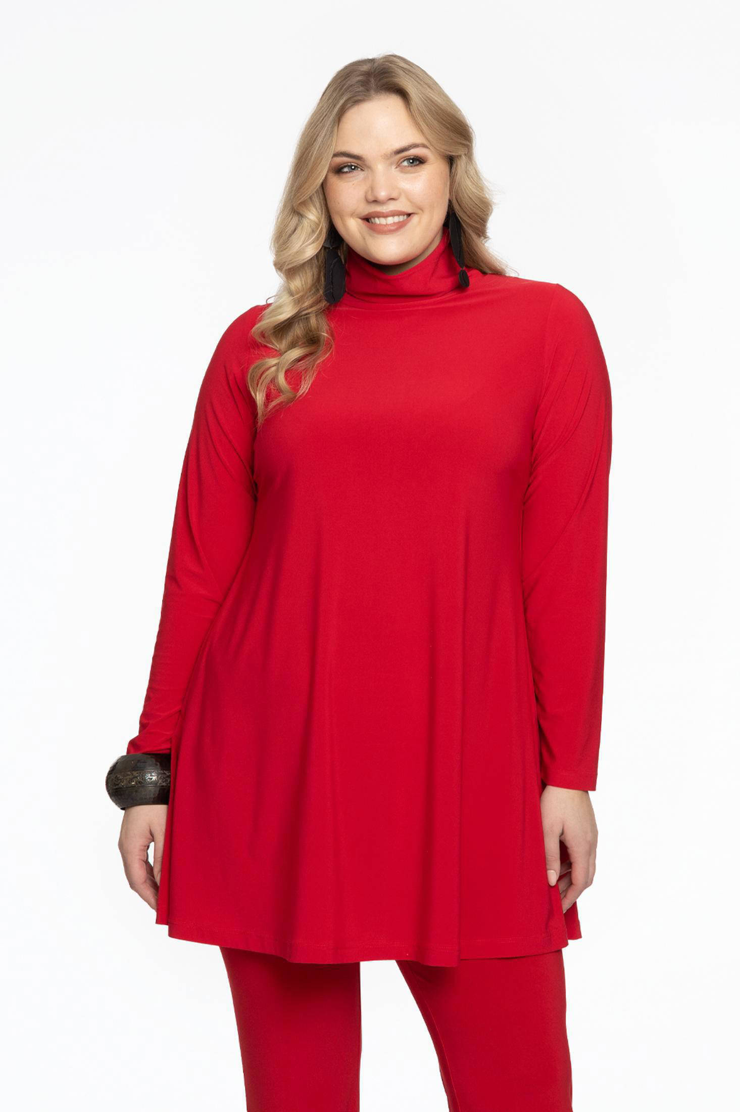 YOEK tuniek van travelstof DOLCE rood